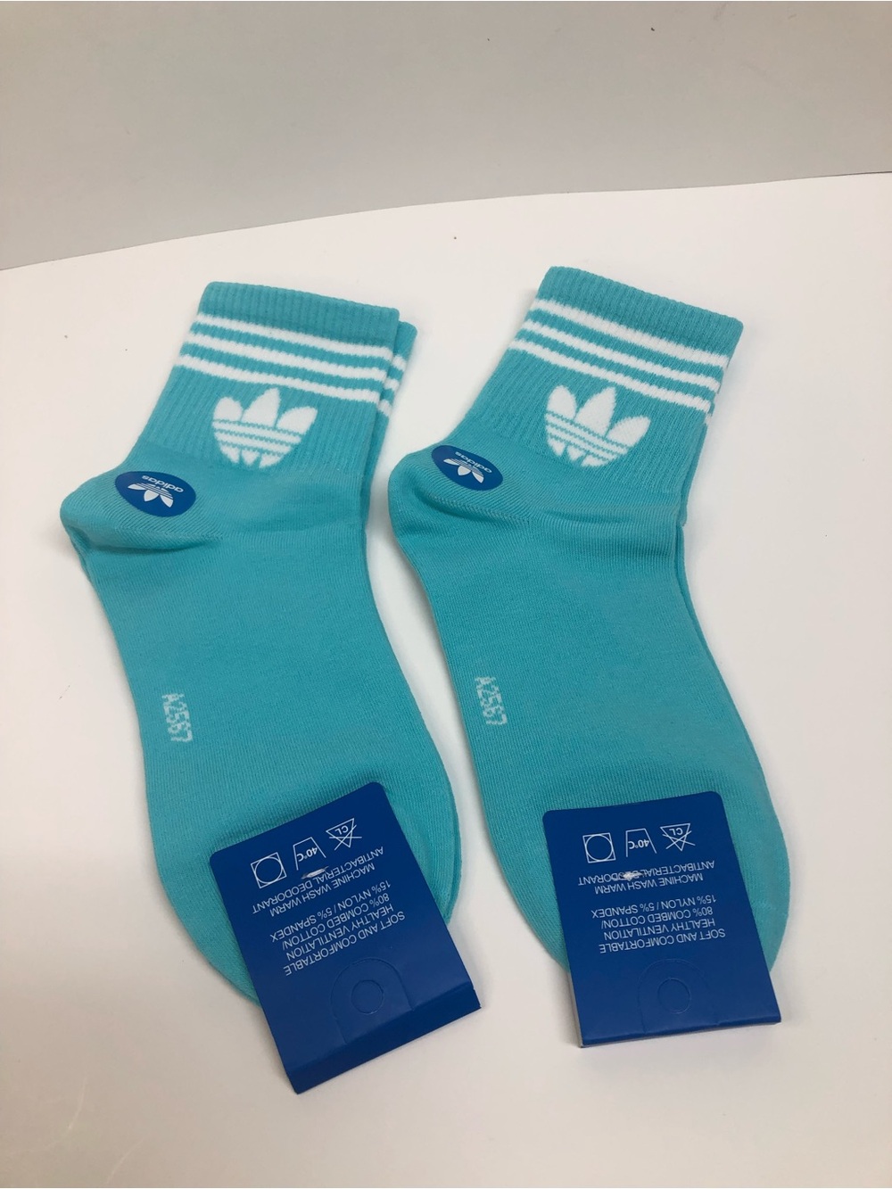 Adidas Aqua Crew Socks with White  Stripes Unisex